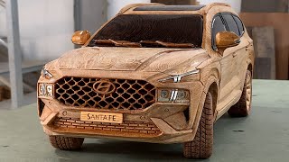 Woodworking Art  Hyundai Santa Fe (Unique wooden version)  Wood Carving