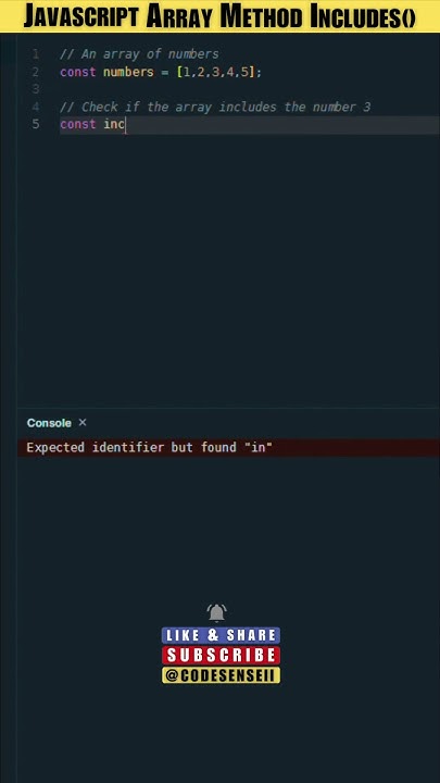 Learn JavaScript Array Method Includes Tutorial #shortsvideo # ...