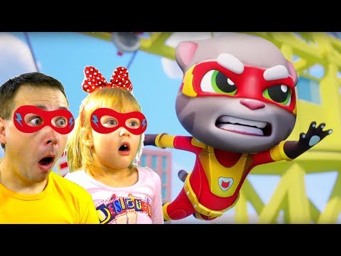 Безумная Погоня Героев Talking Tom Hero Dash Папа Или Арина Кто Лучше Бегает Спаси Анжелу!