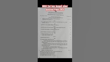 WBSU 2nd sem Bengali Minor 2025 question paper #exam #education #questions #wbsu #study