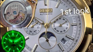 Geya Watch Classic Series Mechanical Watch G78068 | Master Calendar Moon phase Automatic Under $300