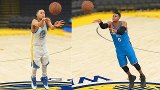 Who Can Make a Half Court Shot First? Stephen Curry vs Russell Westbrook? NBA 2K17 Gameplay