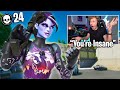 I met a PRO fortnite PLAYER and dropped 24 KILLS in his game... (shocking)