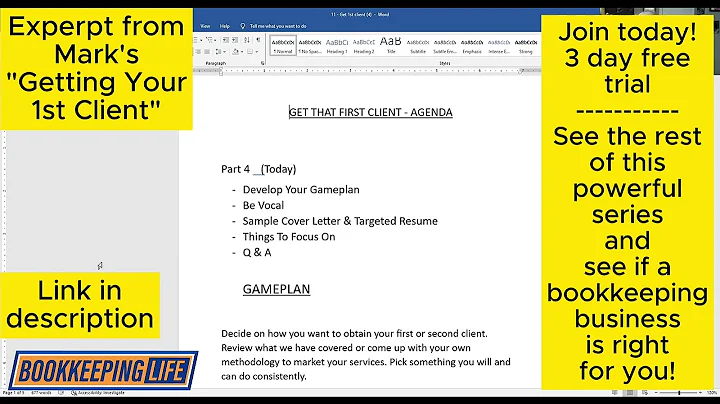 Getting your first bookkeeping client. An excerpt from Mark's 4 part series.