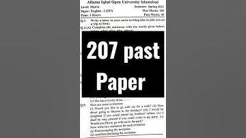 207 past paper! Aiou past paper course code 207