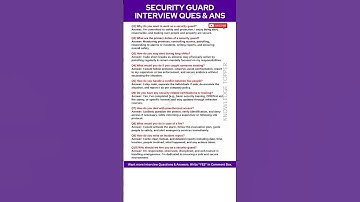 Security Guard Interview Questions and Answers | Security Guard Job Interview Questions and Answers