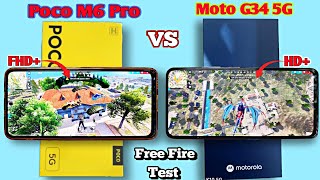 Moto G34 5G VS Poco M6 Pro 5G Free Fire Test || Which is The Best For Gaming Phone ???