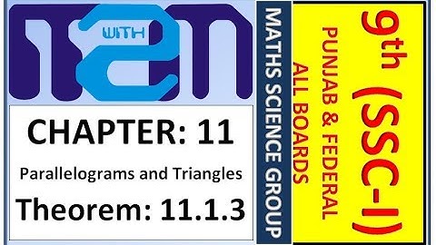 Class 9th maths science group Chapter 11 Theorem 11.1.3 PTB