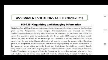 BLI 223 Ignou Solved Assignment 2020-21