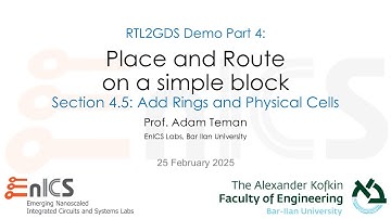 RTL2GDS Demo Part 4.5: Place and Route - Rings and Physical Cells