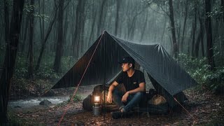 Camping hujan deras: Bertahan ditenda darurat saat hujan turun di tengah hutan 