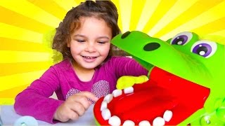 Kids Fun Crocodile Dentist Toy! Dare and win a Disney Surprise or Shopkins