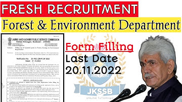 Fresh Recruitment in Forest department |  j&k forest posts 2022 | jkssb online tutorial