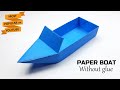 How to make paper boat  origami boat  paper boat folding  easy paper crafts without glue