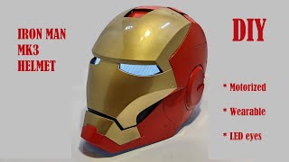 3D Printed Iron Man Helmet (motorized, wearable with LED eyes)