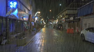 [4K. Rain Walk] I walk for a long time in silence through a rainsoaked alley. Rain sound ASMR
