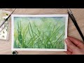 Beautiful Grass with Pearls of Dew Painting #1 [Watercolor]