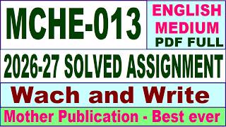 MCHE 013 solved assignment 2026-27 || mche 013 solved assignment 2027 in English || ignou mche013