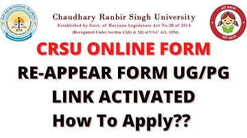 CRSU Online Reappear Form | How to apply crsu Online reappear form |Crsu Online form 1st 3rd 5th sem