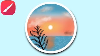 Sunset Illustration with Fern Custom Brush on android | Infinite Painter Tutorials | screenshot 5