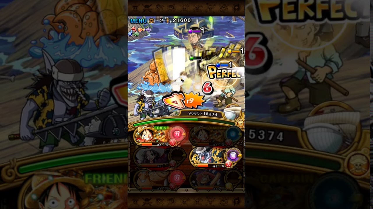 One Piece Treasure Cruise - Mihawk 40 stamina (Double Log Luffy + F2P low level)