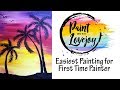 Easiest painting for a FIRST TIME painter.🎨 Step-by-step acrylic painting: Sunset Palm tree