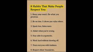 8 Habits That Make People Respect You | Powerful Life Lessons #quotes #motivation #shorts