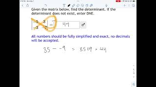SM2 15.2-2: Find the Determinant of a 2x2 Matrix, With Integers