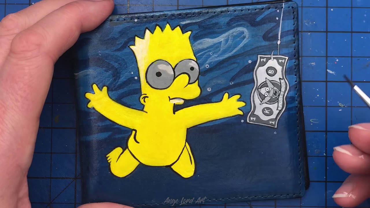 Bart Simpson / Nirvana Tribute Wallet, Hand Painted Wallet