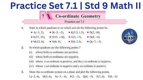 Practice Set 7.1 |  L.7 Co-ordinate Geometry | 9th Math II Std 9 Geometry