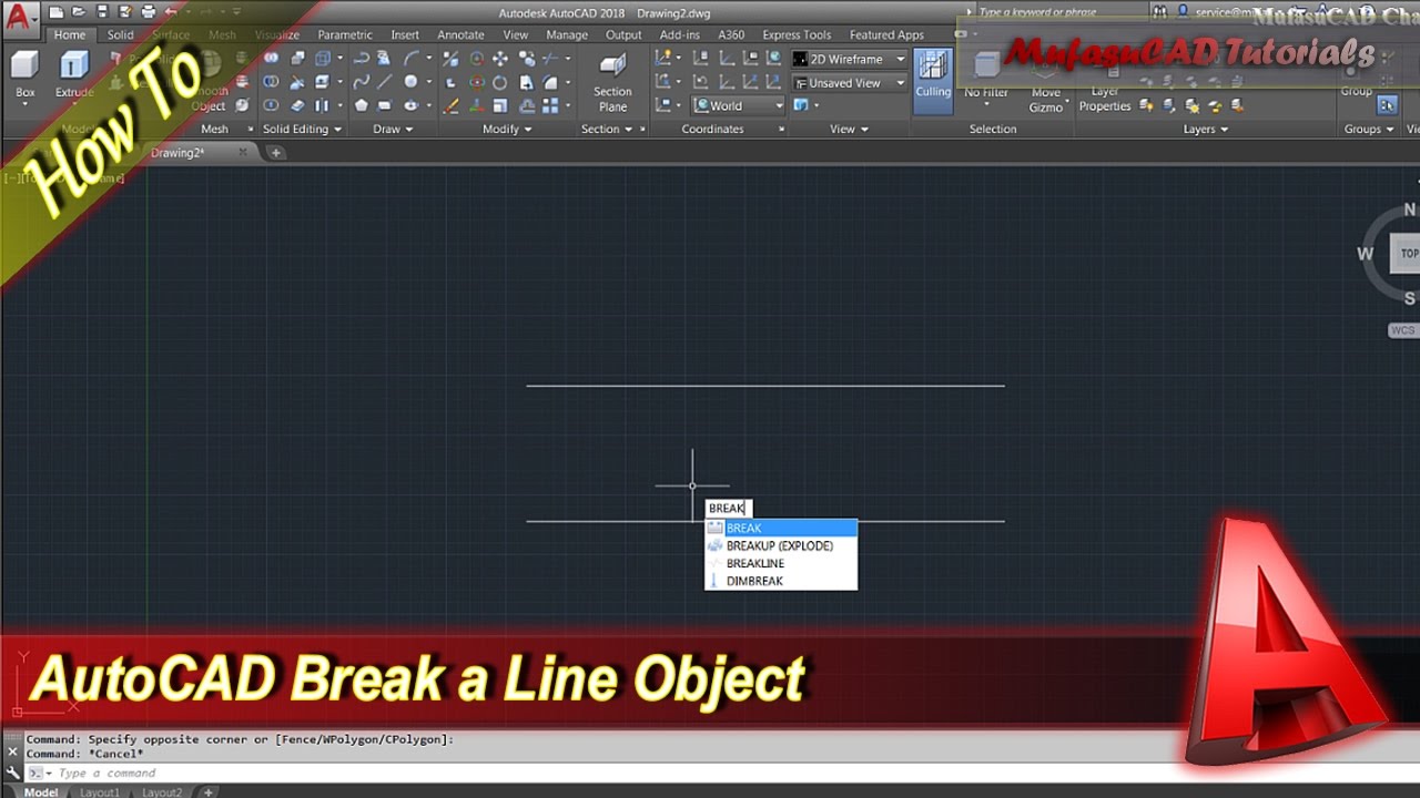 AutoCAD How To Break A Line Object YouTube