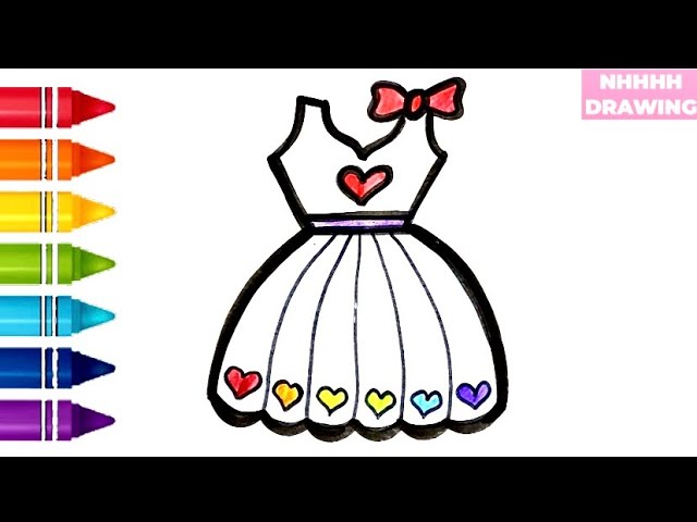 How to draw a Barbie dress. Easy Barbie dress drawing and colouring. -  YouTube
