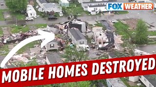 Aerial Video Shows Mobile Home Park Destroyed In Portage, Michigan From Tornado