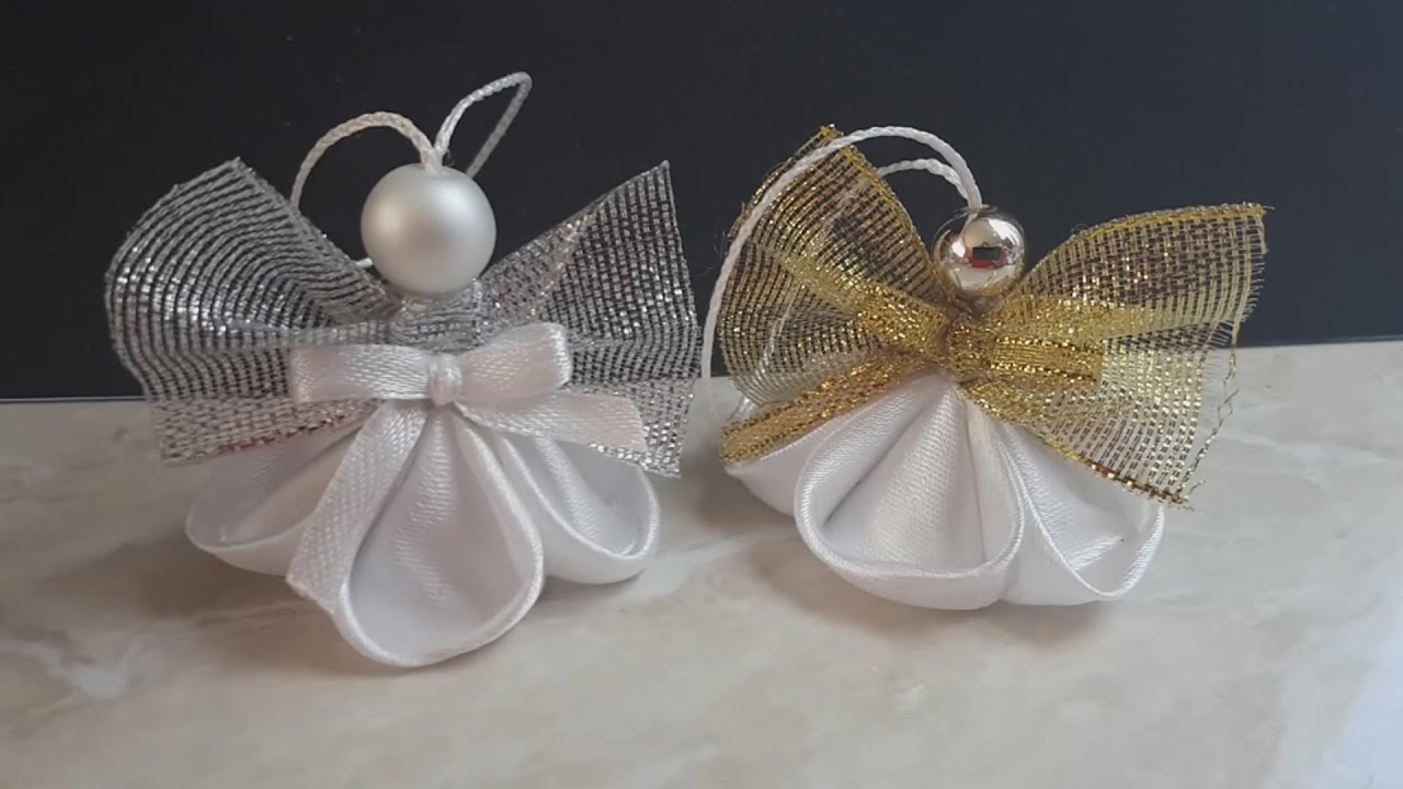 Kanzashi angel / Satin ribbon angel / Christmas ornaments / DIY