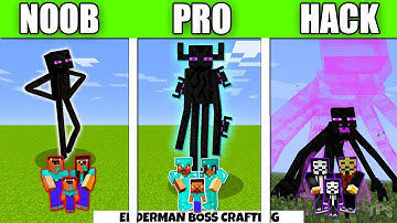 Minecraft Battle Enderman Mutant FAMILY CRAFTING CHALLENGE - NOOB vs PRO vs HACKER vs GOD Animation