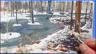 BEAVER DAM | Gouache Painting in the Snow