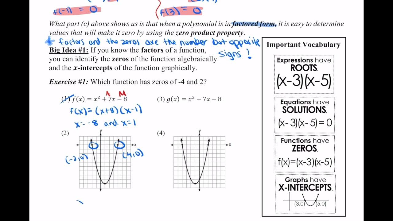 Zeros and Quadratic Functions in Factored Form - YouTube