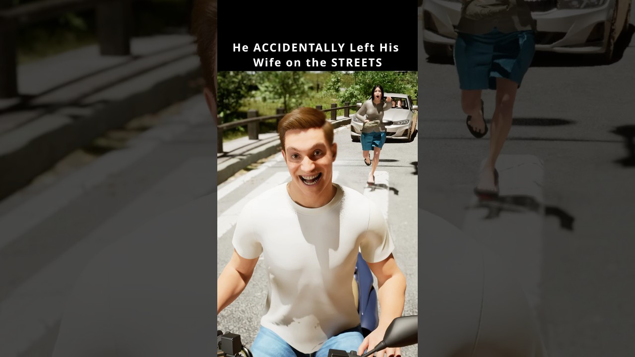 He ACCIDENTALLY Left His Wife on the STREETS #shortsfeed #funny #story