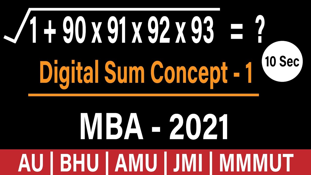 #1.Quantitative Aptitude | Digital sum concept | MBA Allahabad University | MBA BHU,JMI,AMU,MMMUT
