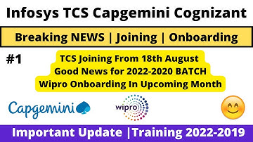 Infosys TCS Wipro Good News 2022-2020 | Onboarding Joining | Breaking News Important Updates
