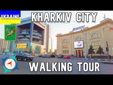 #26 Walking tour Ukraine, Kharkiv city - Gagarin Avenue - [4k Video] - November 2021