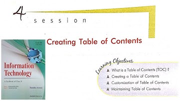 Creating Table of Contents Information Technology Class 10 | Sumita Arora