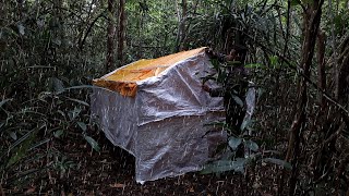 4 Days Solo Camping in the Forest, Heavy Rain, A Used Sack Shelter