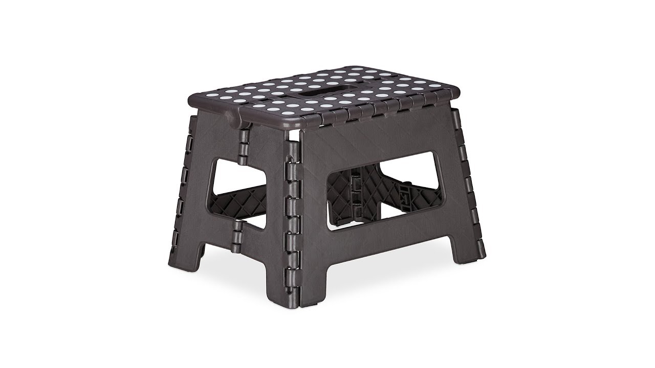 Reise Tritthocker faltbar bis 120 kg schwarz Relaxdays Klapphocker M Kunststoff Kinder Badhocker tragbar H: 22cm