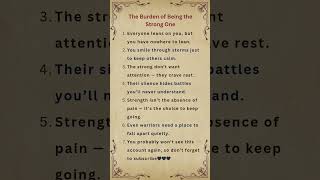 The Burden of Being the Strong One | Silent Struggles Nobody Sees #subscribe