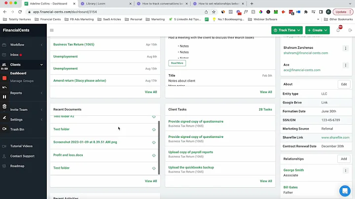 Financial Cents Accounting Client Database Overview