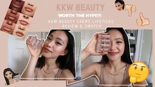 KKW NUDE CRÈME LIPSTICK SWATCHES &amp; REVIEW !!! WORTH THE HYPE?!