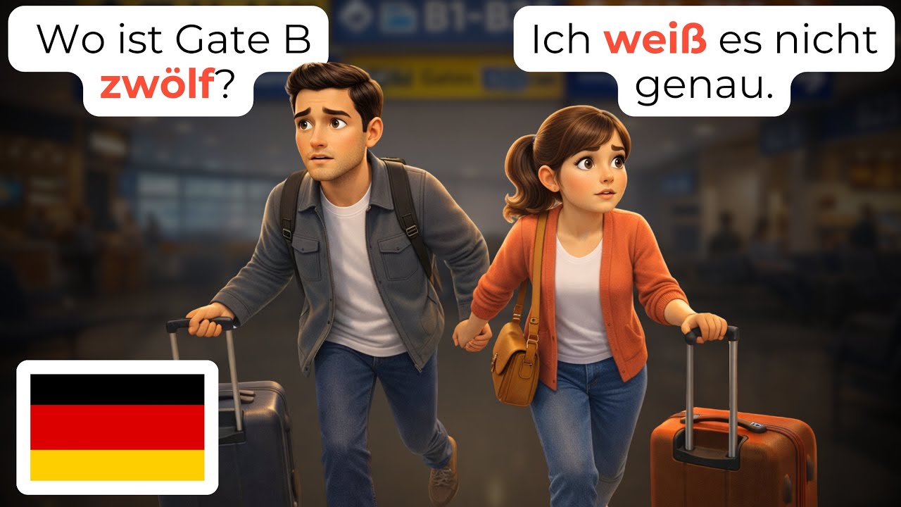 🇩🇪 Выучите немецкий за 17 минут: 50+ фраз для аэропорта, которые вам нужны | Проблемы с рейсом (A...