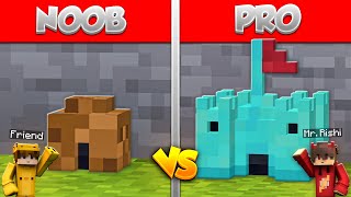 Minecraft NOOB vs PRO: SAFEST TINY HOUSE BUILD BATTLE CHALLENGE!