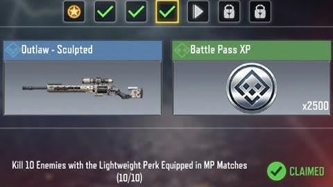 Call Of Duty Mobile Kill 10 Enemies with the Lightweight Perk Equipped in MP Matches Task Complete